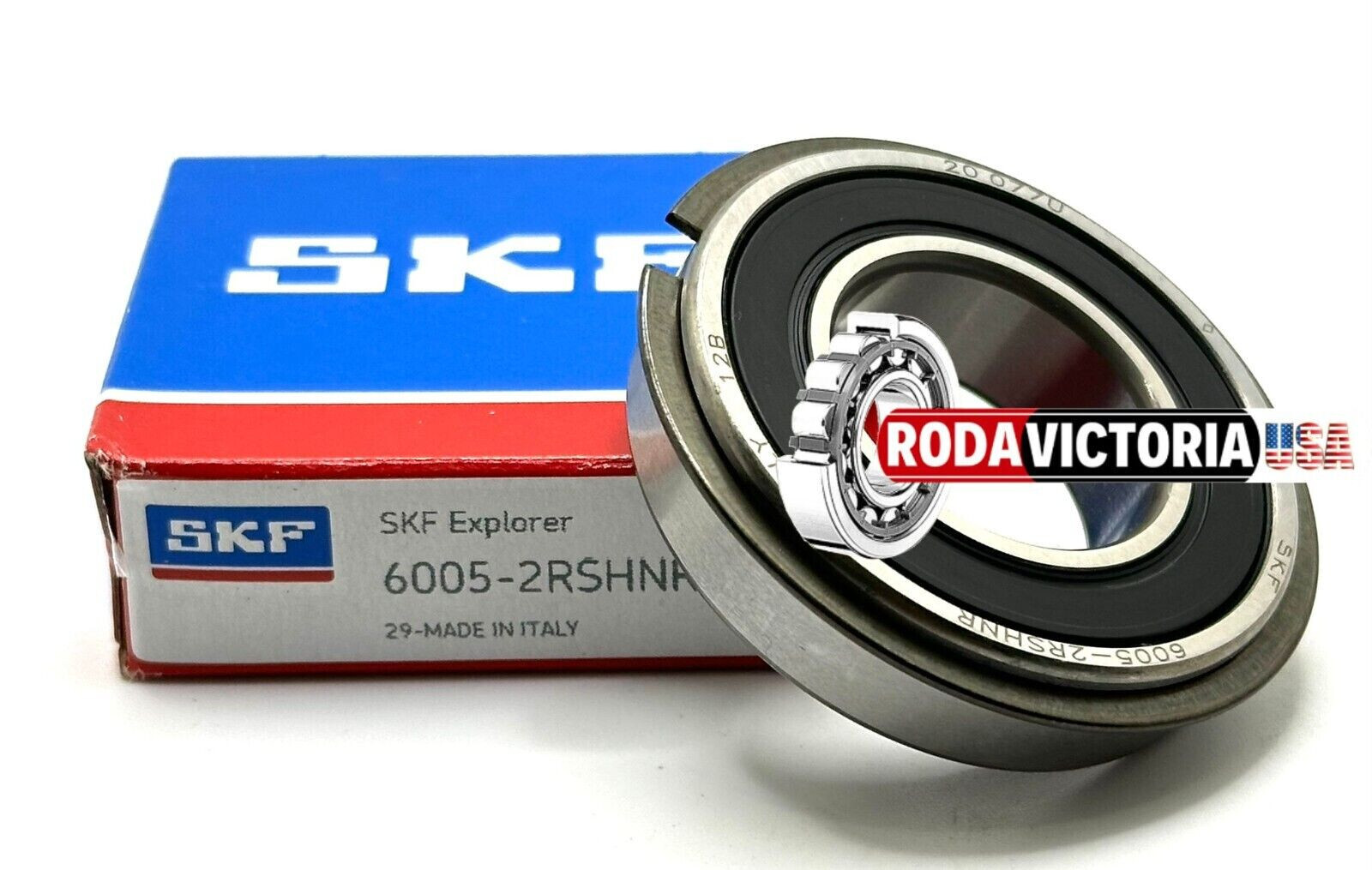 SKF 6005 2RSH NR BALL BEARING, RUBBER SEALED + SNAP RING 20x47x12mm