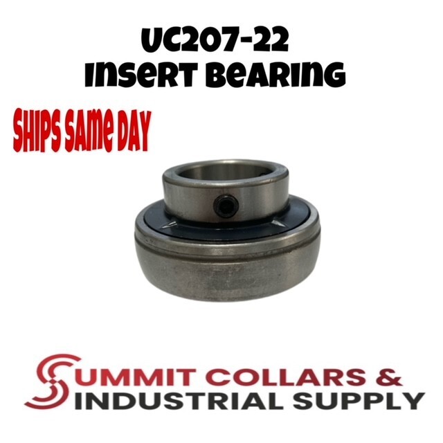 UC207-22 Insert Bearing 1-3/8″ Re-lube with Set Screws (Qty 1)