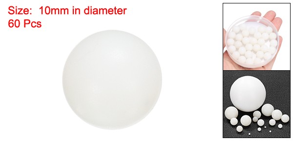 60 Pcs White Nylon Bearing Balls 10mm Solid Plastic Balls G1 Precision