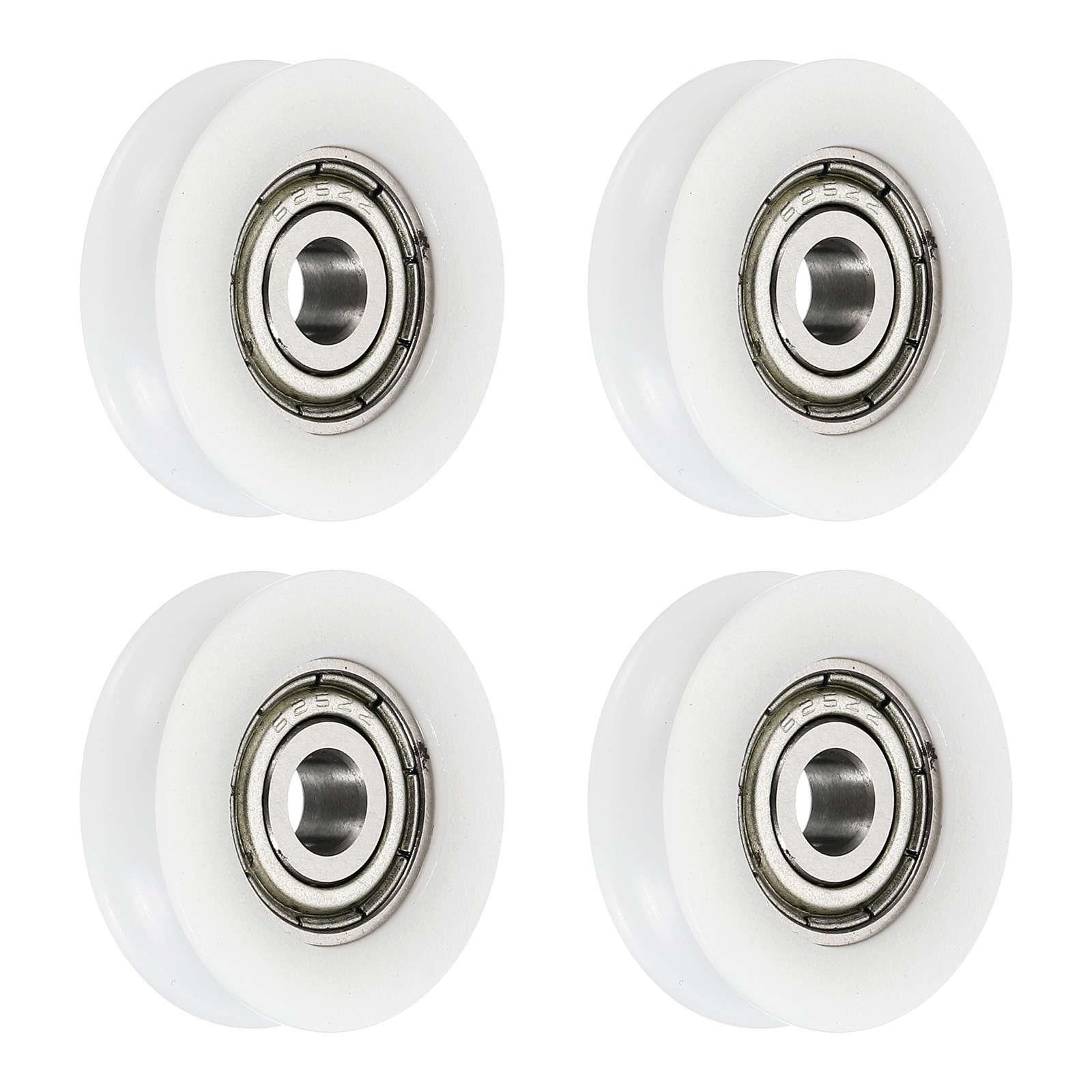 4 Pcs White Groove Nylon Plastic Guide Bearing 5×23.5x7mm Pulley Roller