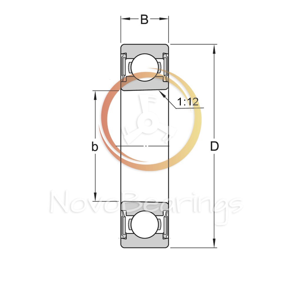 6212K-2RS/C3 Tapered Bore Radial Deep Groove Ball Bearing 60x110x22 mm. by BMBA