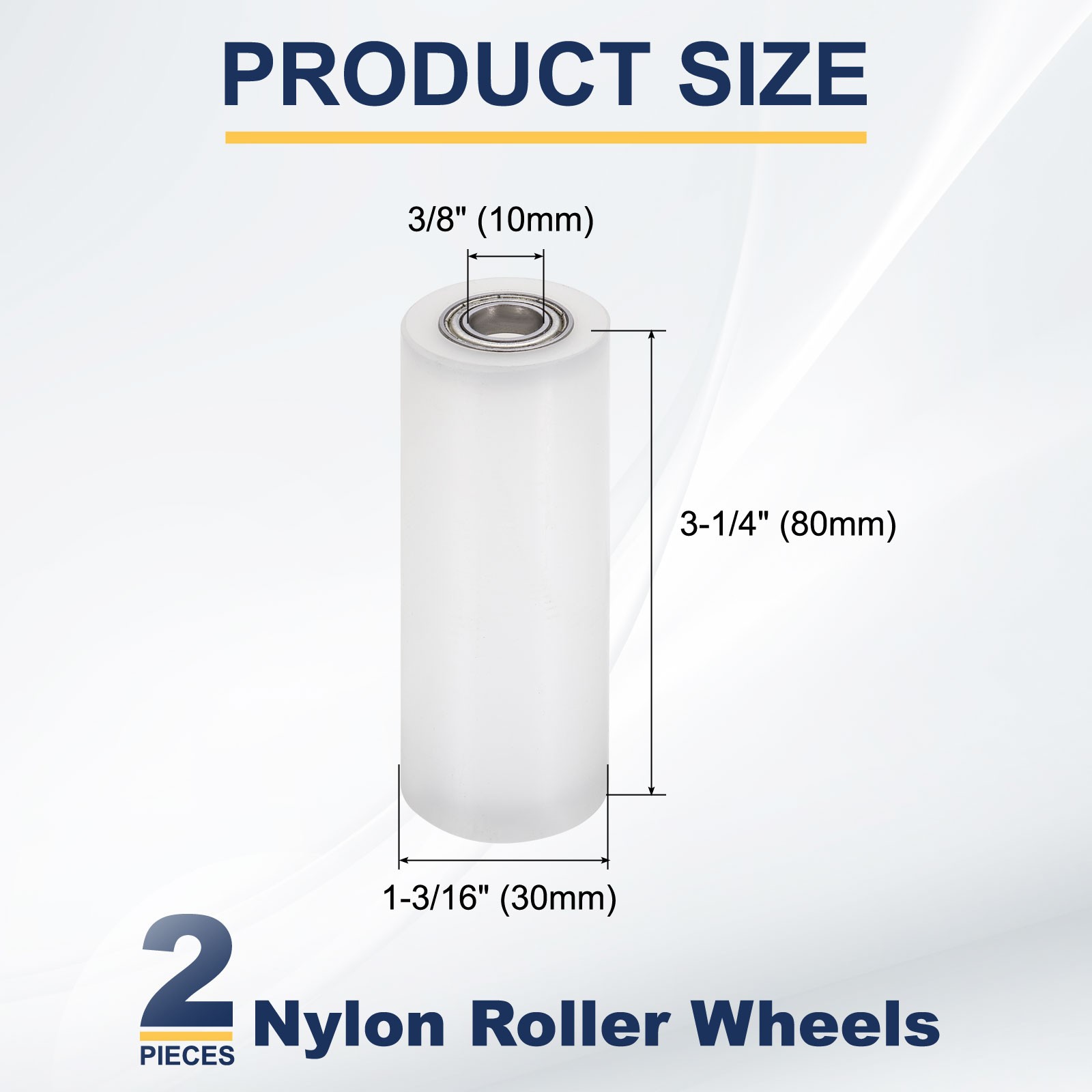2Pcs Nylon Roller Wheel with Bearings 3/8″x1-3/16″x3-1/4″ Nylon Pulley