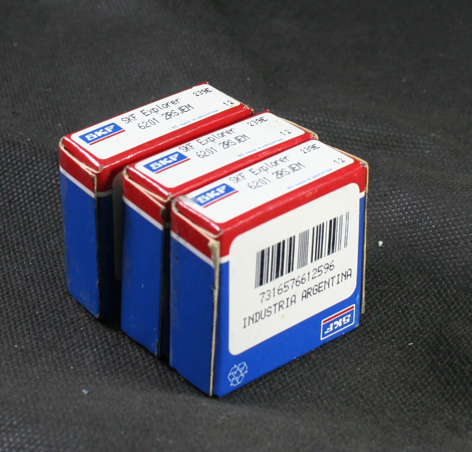 One (1) SKF 6201 2RSJEM Deep Groove Bearing 12 MM ID Argentina NIB NEW