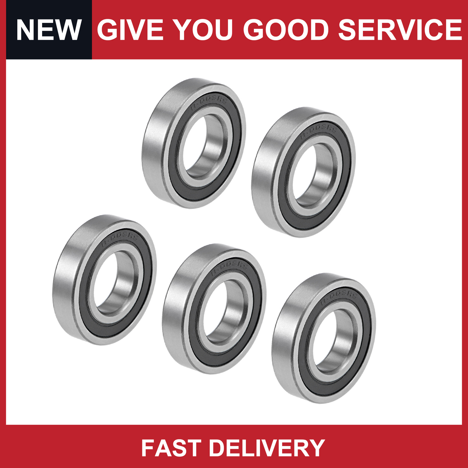 Universal 16003-2RS Ball Bearings 17x35x8mm Double Sealed Chrome Steel Pack of 5