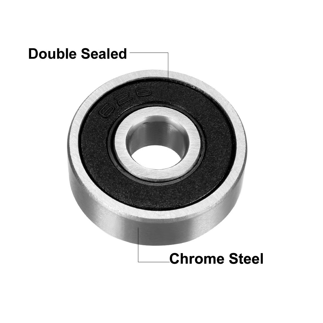 2pack 626-2RS Deep Groove Ball Bearing Double Sealed 180026 Chrome Steel Bearing