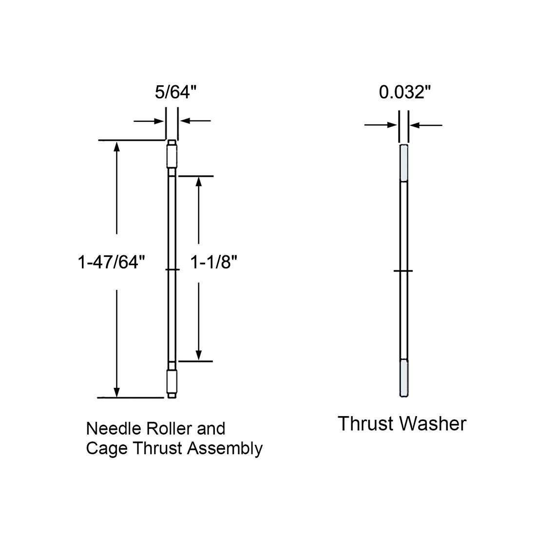 NTA1828 Thrust Needle Roller Bearings 1-1/8 x 1-47/64 x 5/64 Inch with Washer