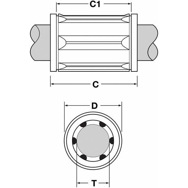Thomson A81420 Ball Bushing Bearing, Closed, Bore .500 In