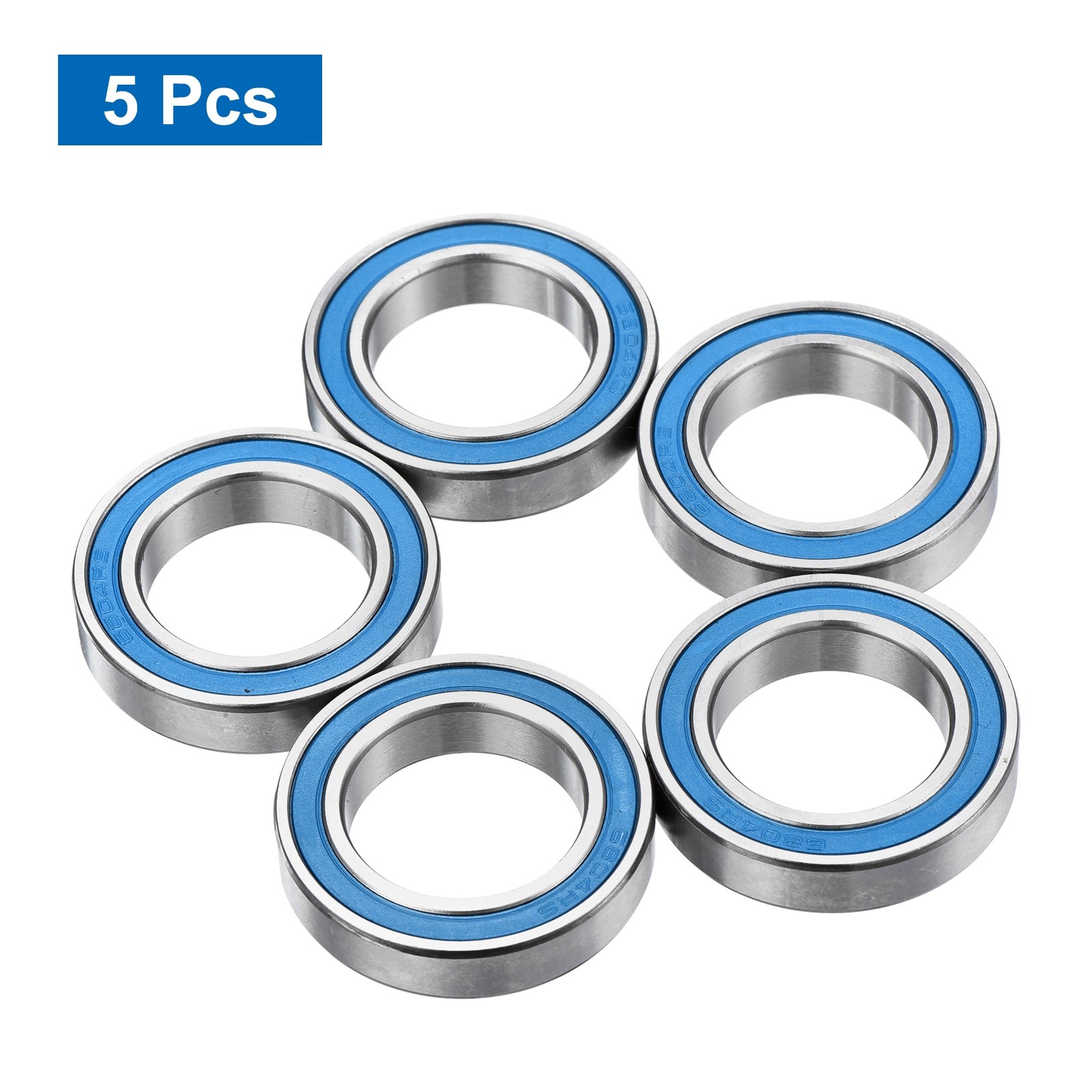 5Pcs 6804-2RS Deep Groove Bearing, 20x32x7mm Double Sealed Chrome Steel ABEC-7
