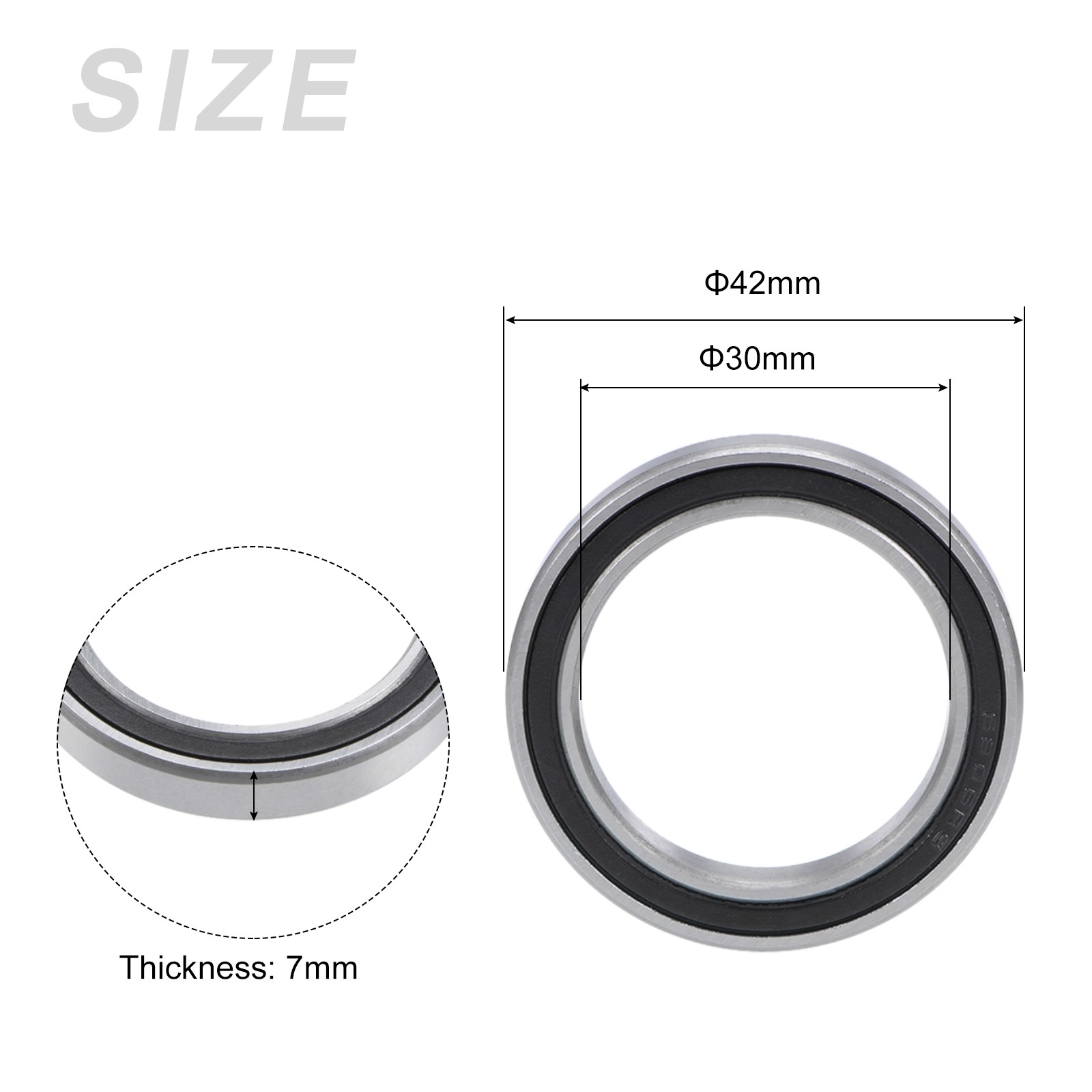 Deep Groove Ball Bearing 6806-2RS 30x42x7mm 1Pcs Chromium Steel Double Sealed
