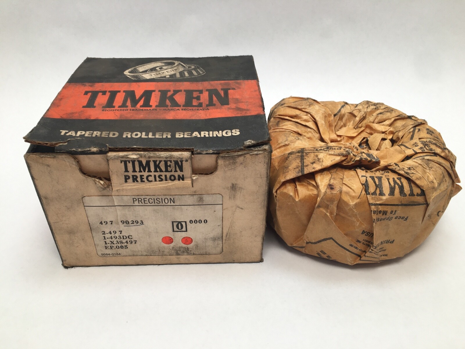 Timken 497-90293 Double Taper Bearing Cone & Cup 3-3/8″ ID 5-3/8″ OD 493DC USA