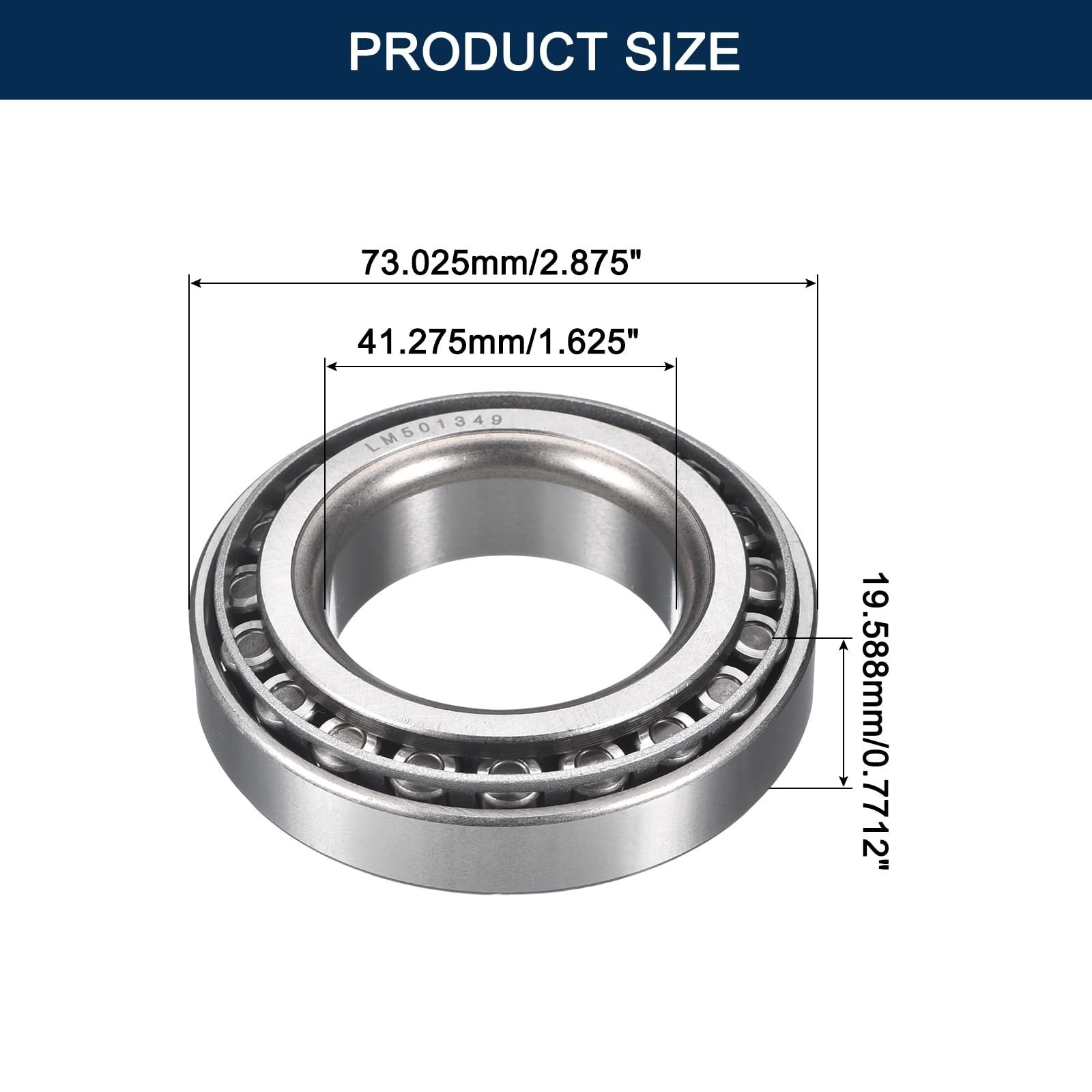 LM501349/10 Tapered Roller Bearing Cone and Cup Set, 1.625″ Bore 2.875″ OD 0….