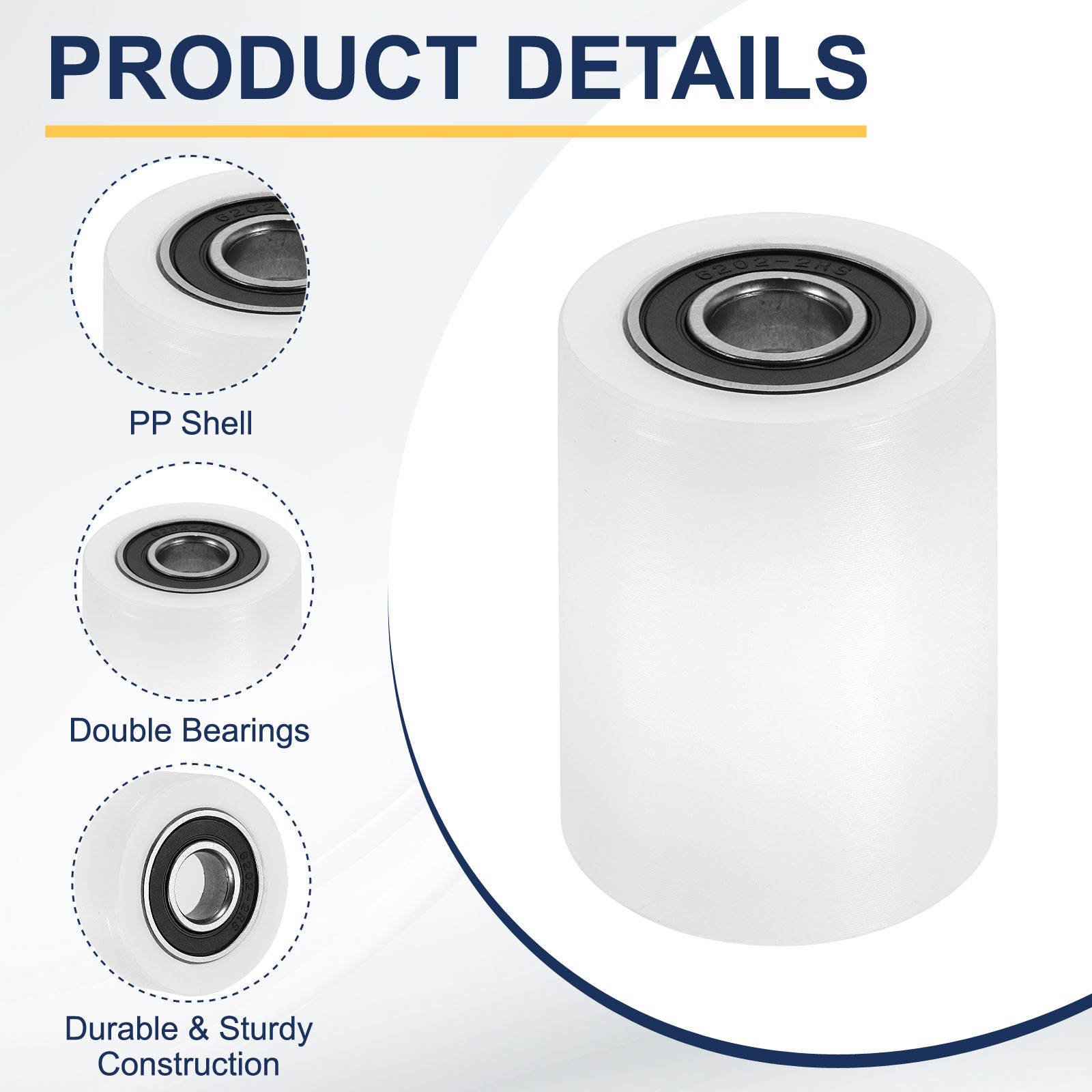 19/32″x1-15/16″x2-3/4″ 2pcs Bearing Plastic Rollers for Bearing Pulley