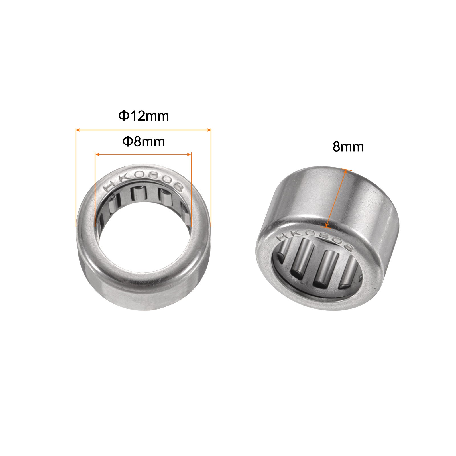 10Pcs HK0808 Needle Roller Bearings 8.5x12x8mm Chrome Steel Bearing,