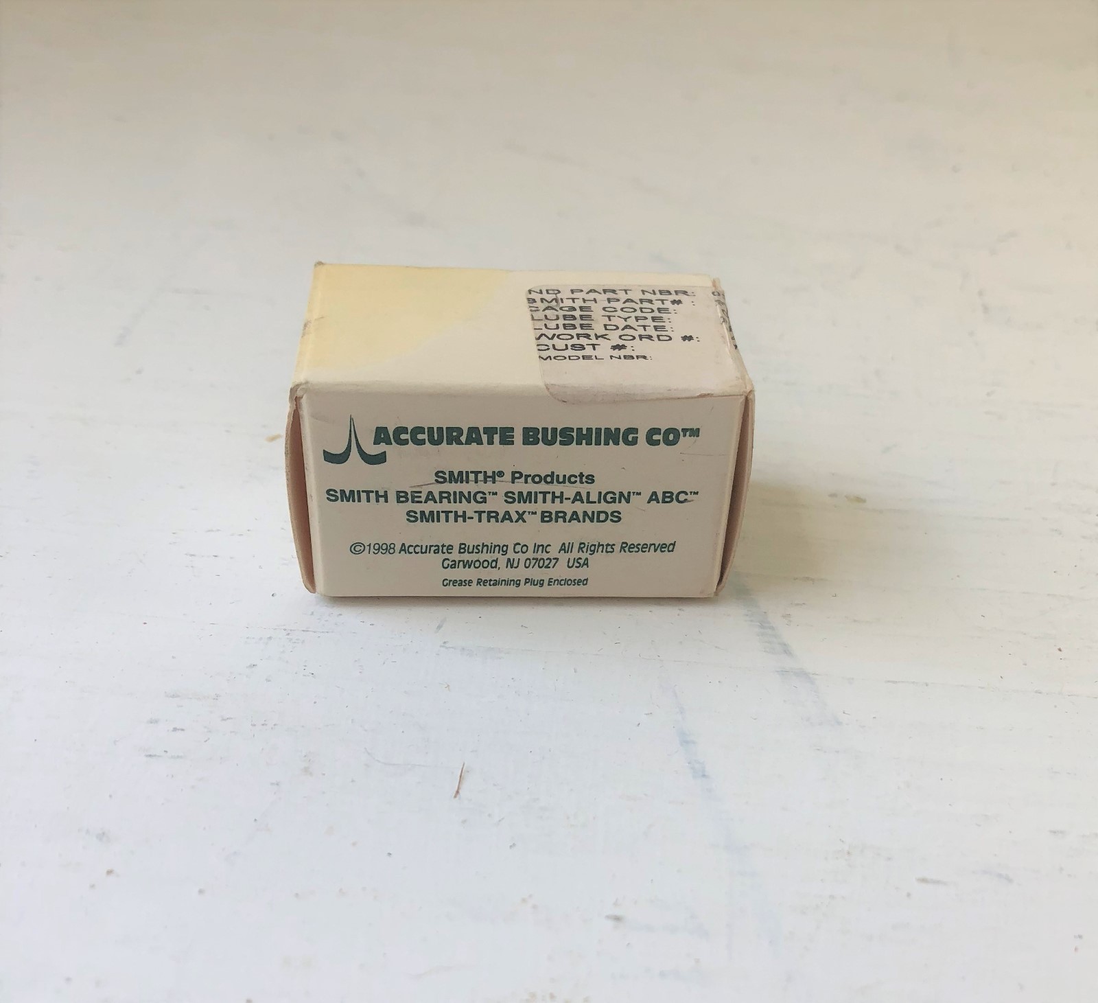 ACCURATE BUSHING CO SMITH BEARING FY-100 NEW IN FACTORY PACKAGE