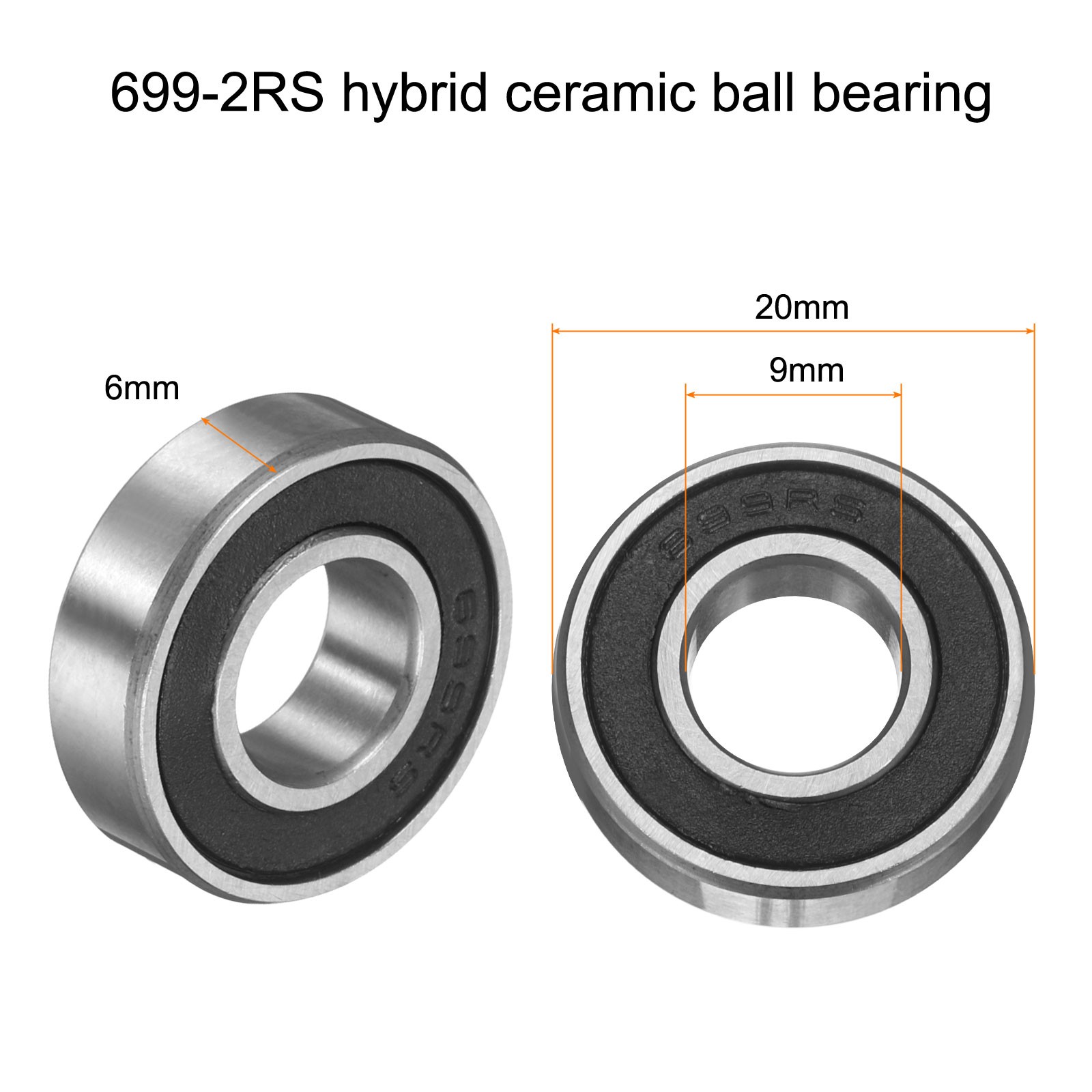 699-2RS Hybrid Ceramic Deep Groove Ball Bearings 9x20x6mm(ABEC5)