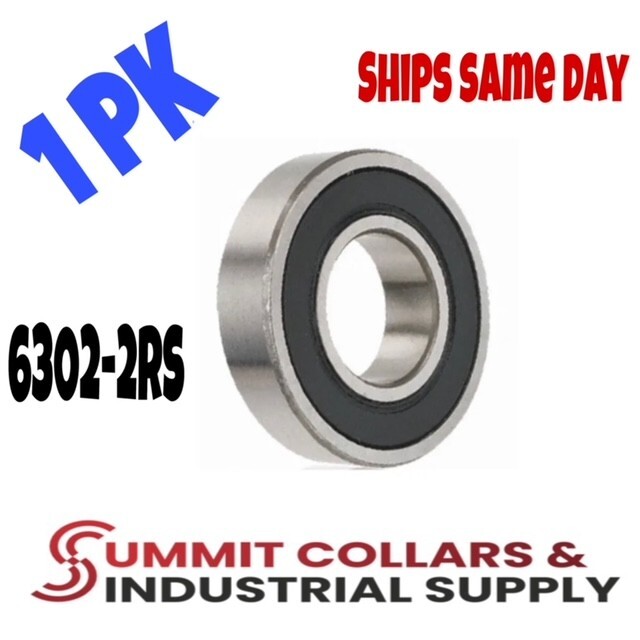 6302-2RS Ball Bearing Premium Rubber Sealed 15x42x13 mm (Qty 1)