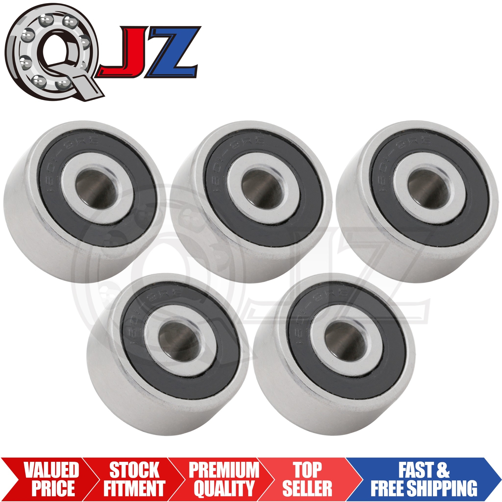 [Qty.5] 1601-2RS Radial/Deep Groove Ball Bearing [3/16″ ID x 11/16″OD x 5/16″ W]
