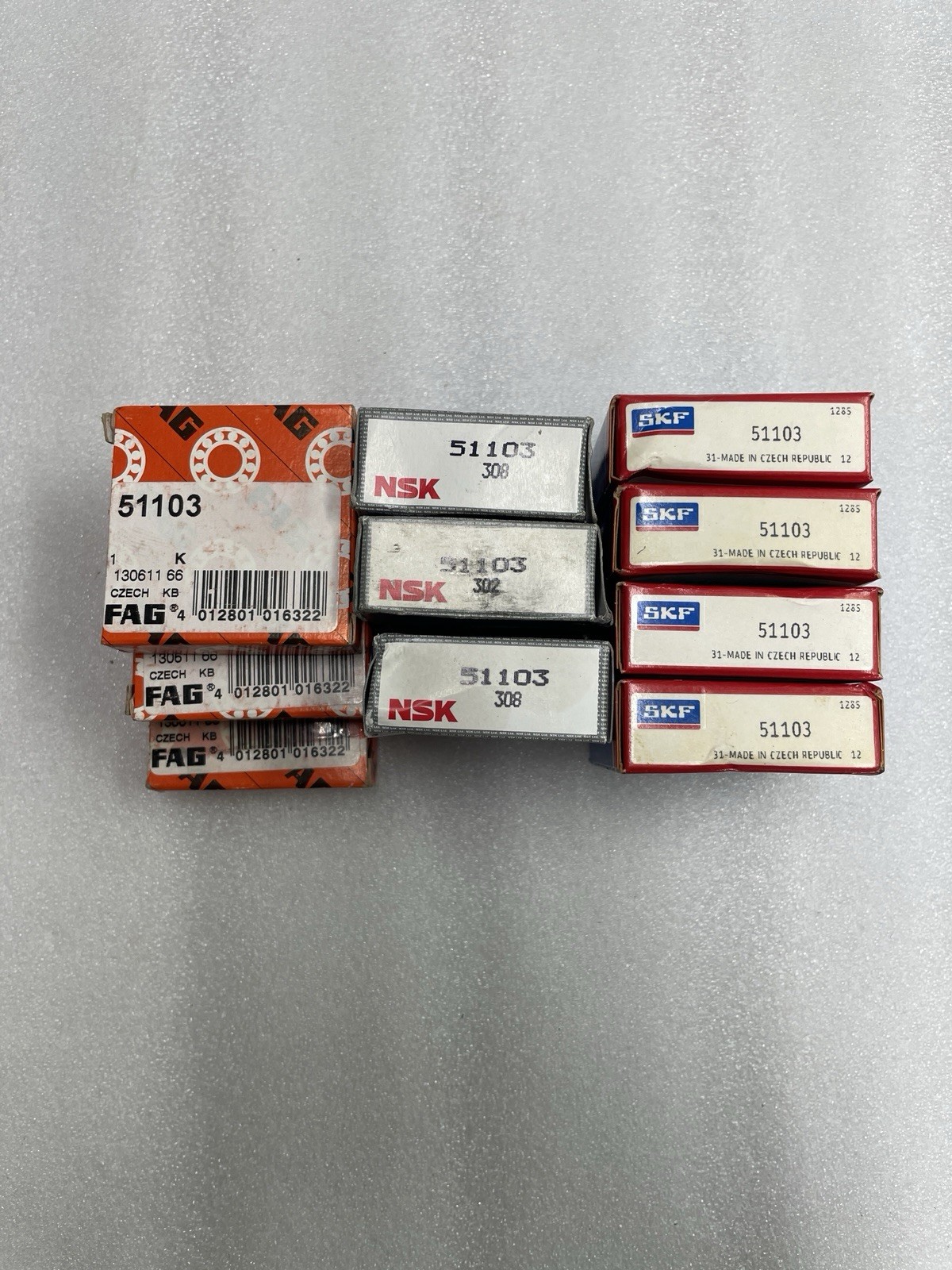 (10 Pcs) New SKF FAG NSK 51103 Thrust Ball Bearings 17x30x9mm
