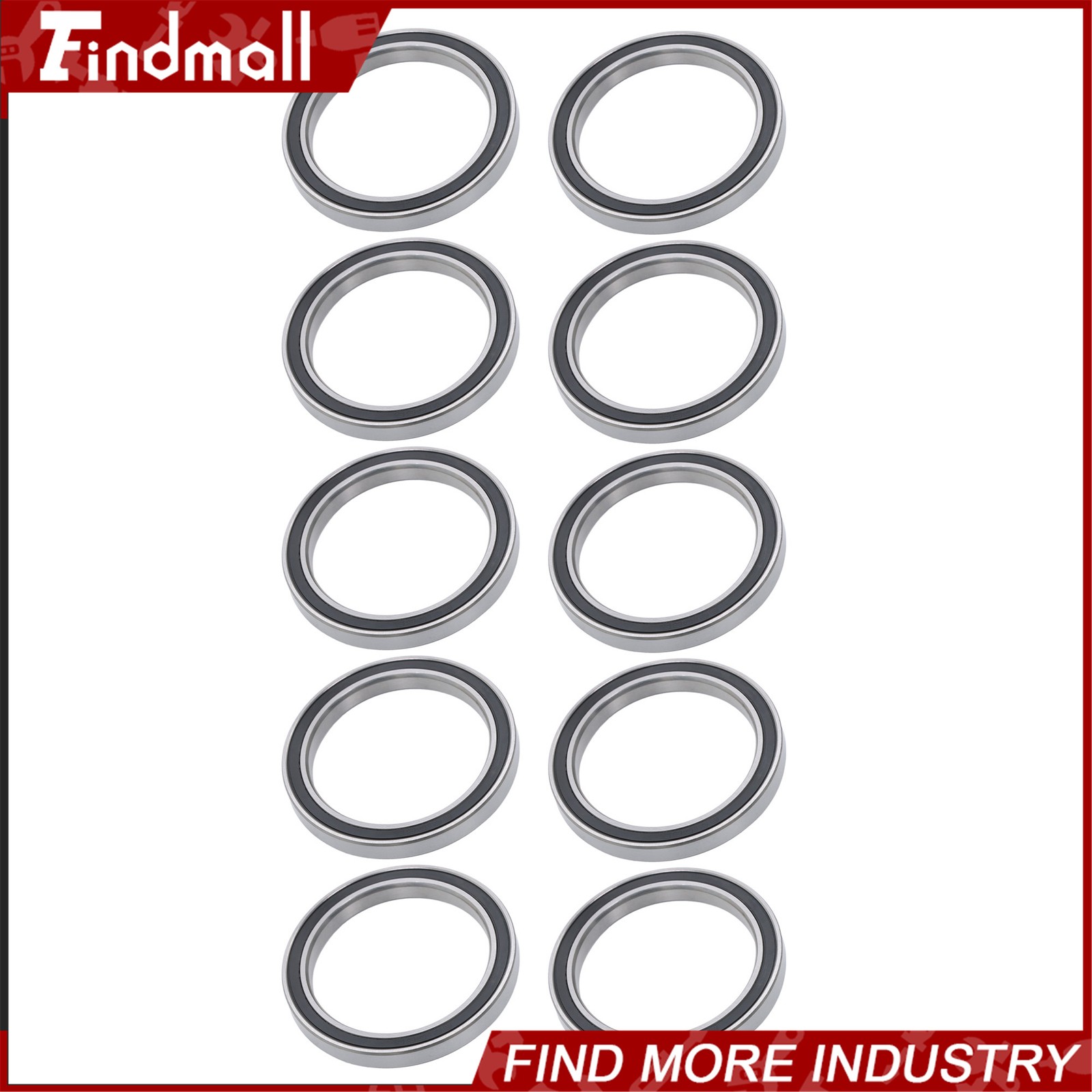 Findmall 10pcs 6810-2RS Ball Bearings 50x65x7mm Double Sealed Pre-Lubricated