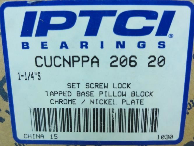 183979 New In Box; IPTCI CUCNPPA206-20 Pillow Block Bearing; 1-1/4″ID
