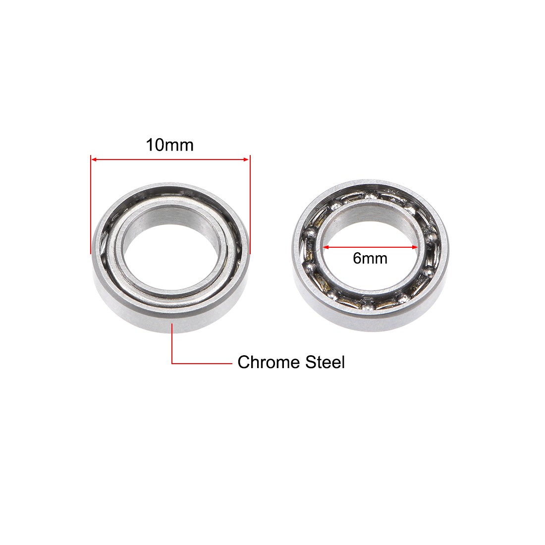 MR106 Deep Groove Ball Bearing 6x10x2.5mm Open Type Chrome Z2 Bearings 5pcs