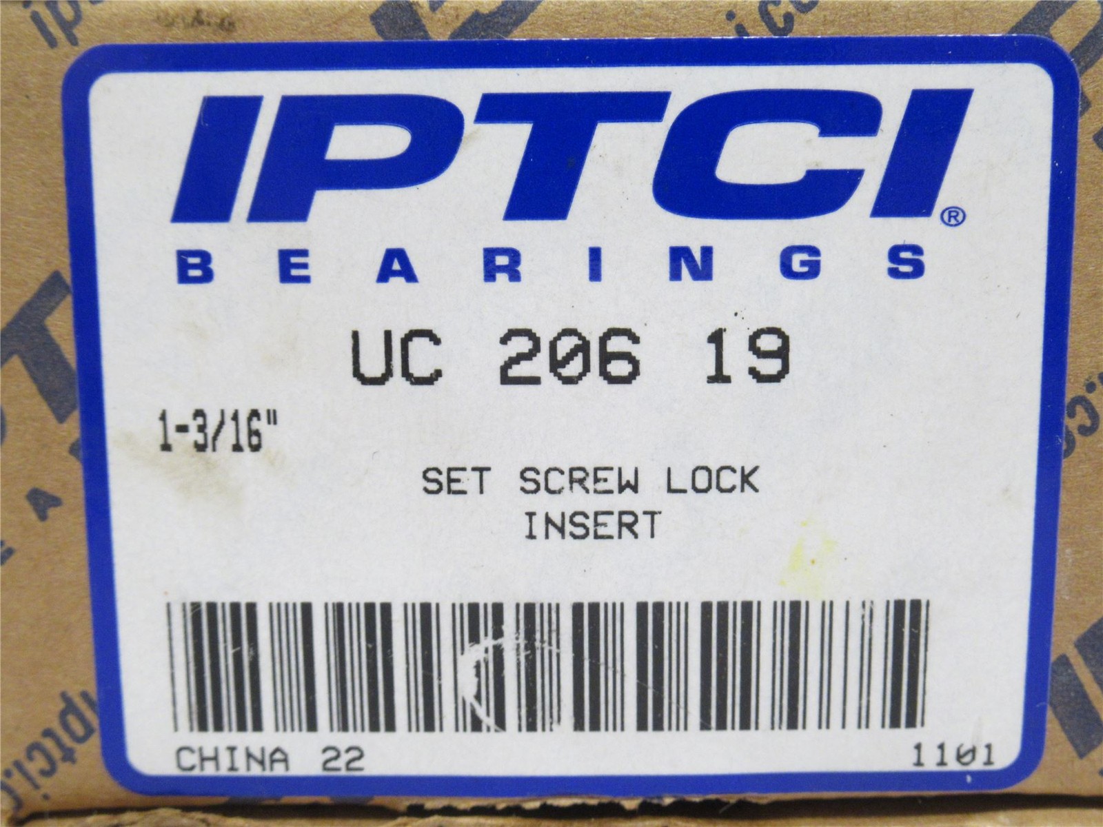 238621 New-No Box; IPTCI UC206-19 Insert Ball Bearing; 1-3/16″ID x 62mmOD