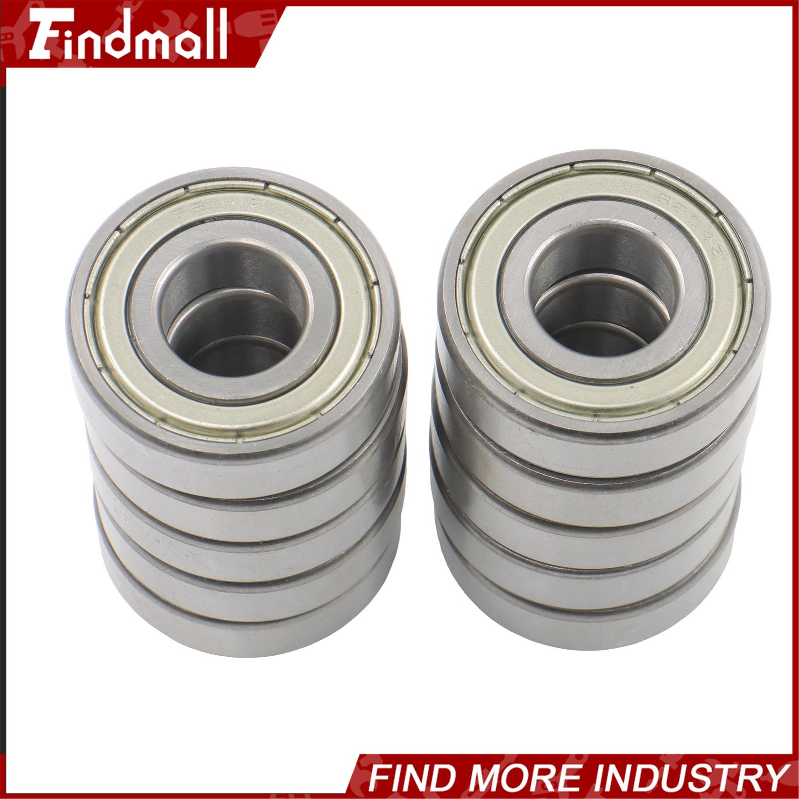 Findmall 10 Pcs 6204 ZZ Bearings 20x47x14mm Metal Shielded Deep Groove