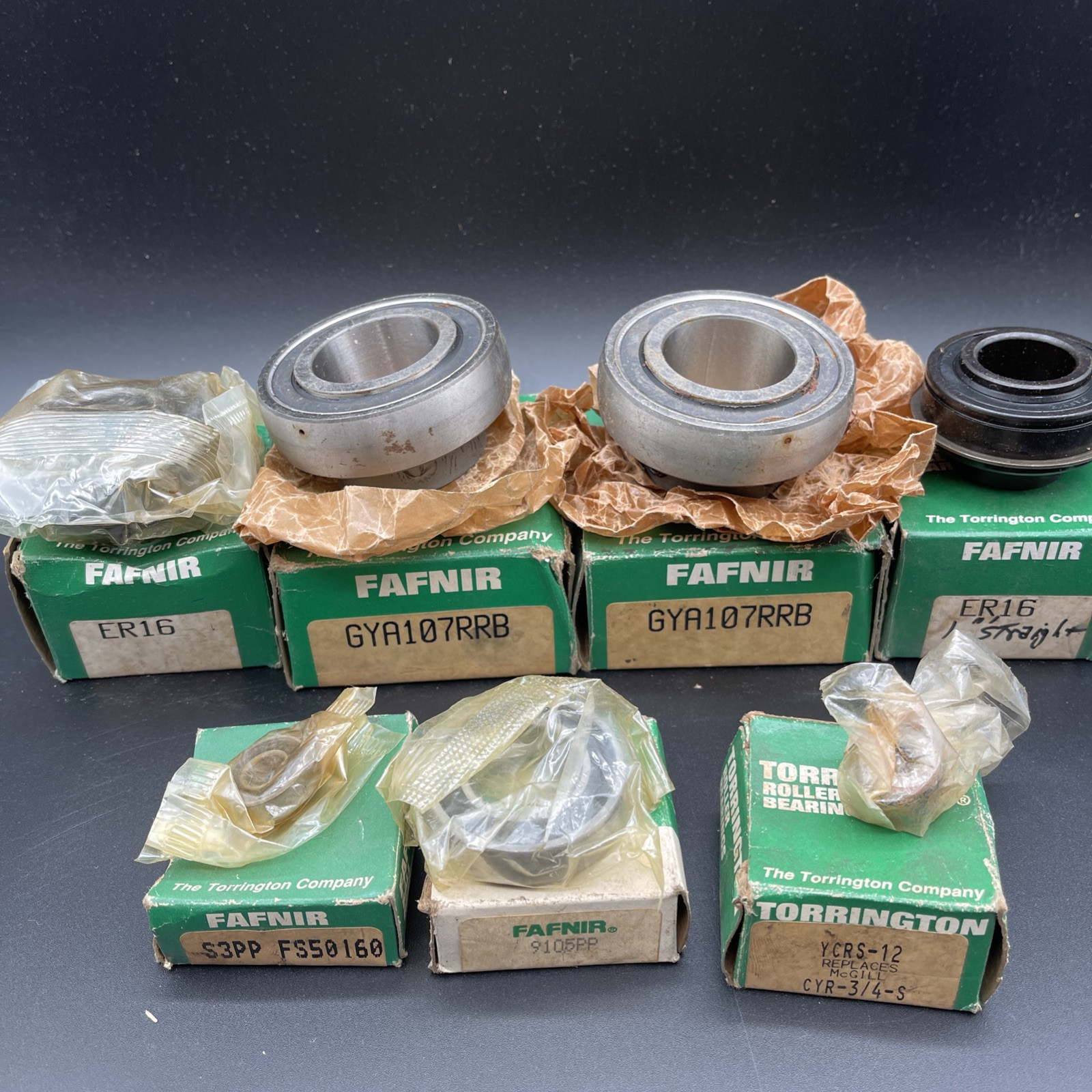 (7) Fafnir Torrington Bearings GYA107RRB, ER16, S3PP FS50160, YCRS-12, & 9105PP