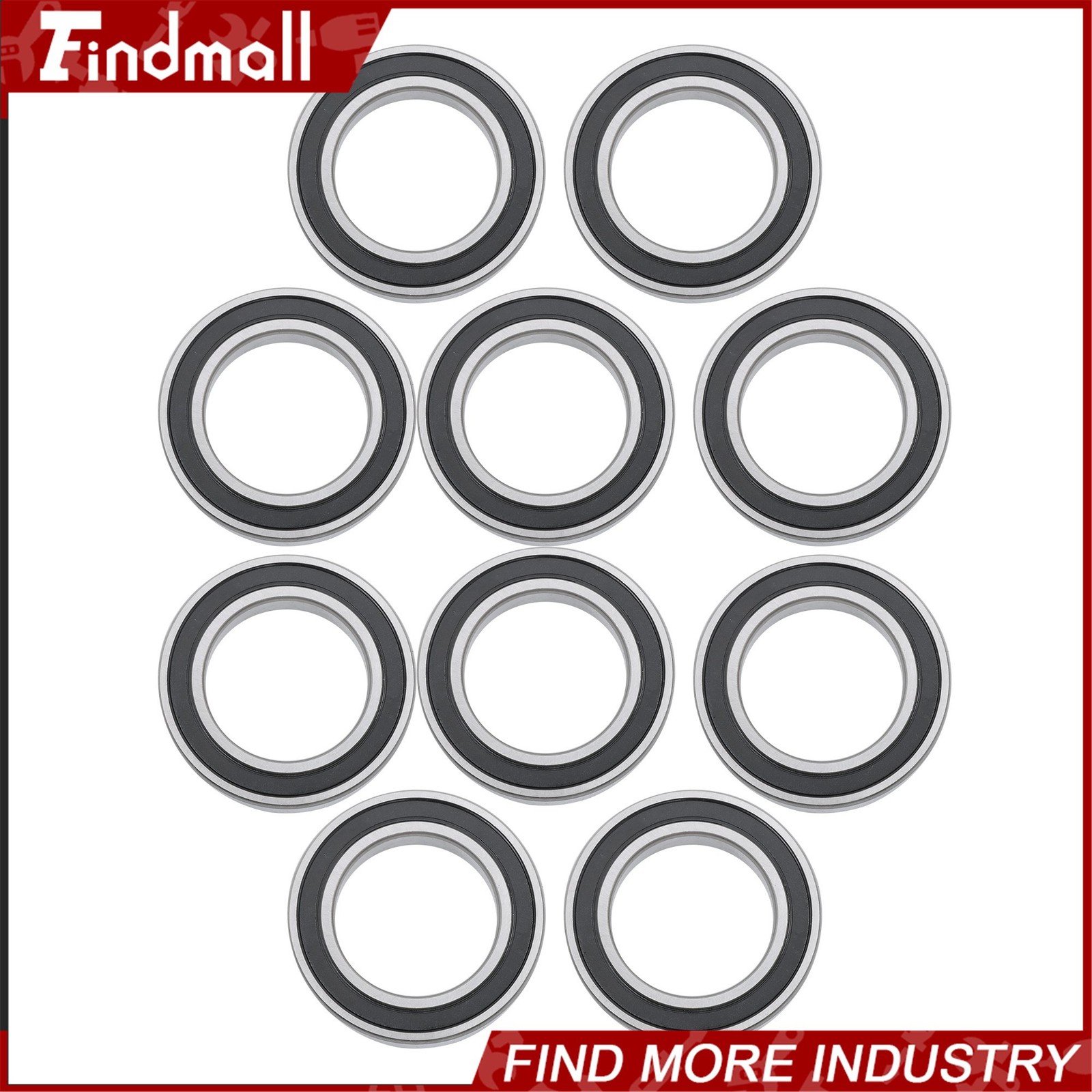 Findmall 6010-2RS Deep Groove Bearings 10pack 50x80x16mm Rubber Sealed Set