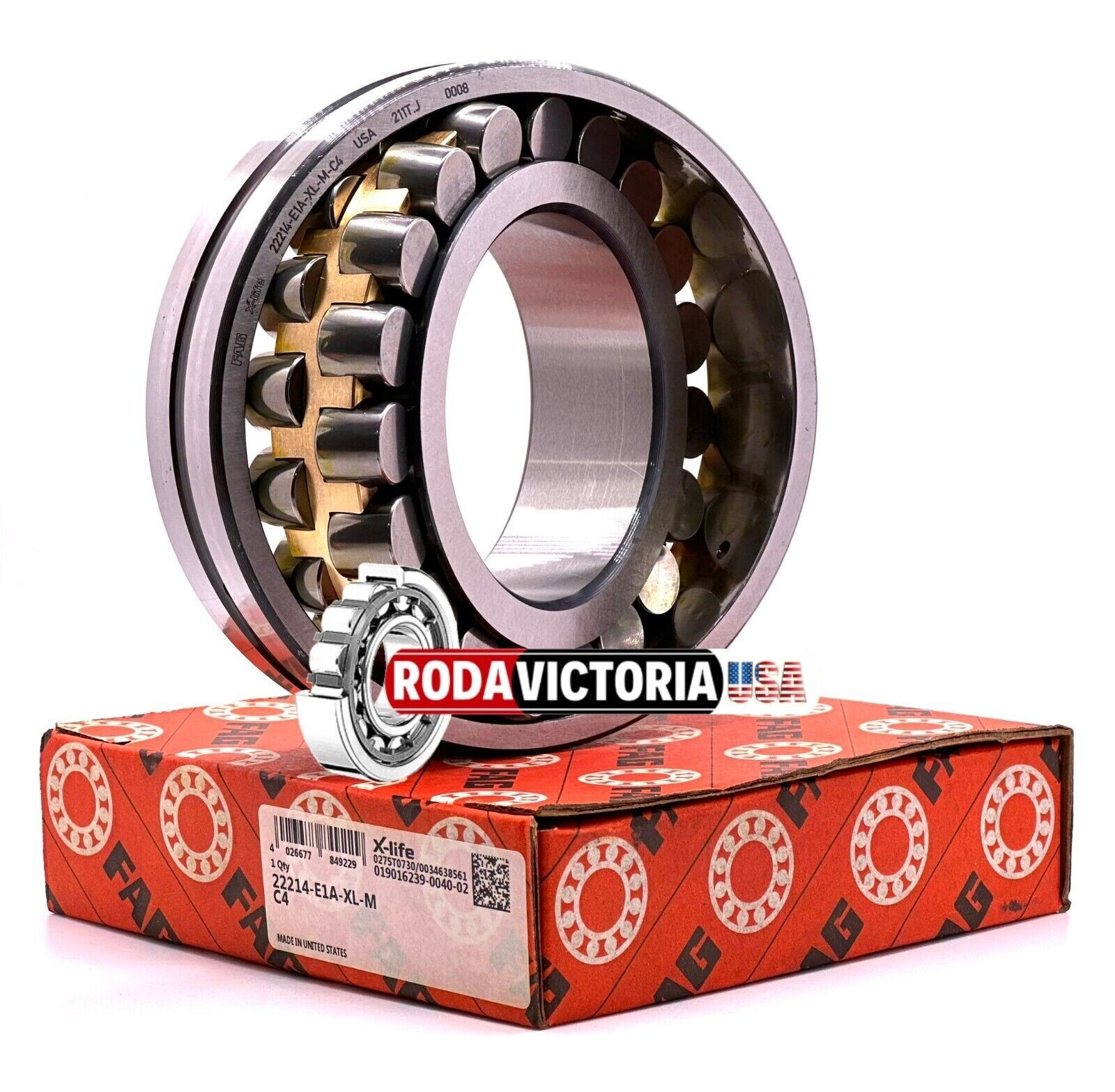 FAG (Schaeffler) 22214-E1-XL M C4 Spherical Roller Bearing BRASS CAGE 70x125x31m