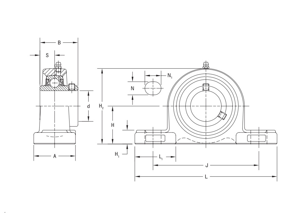 UCP207-20 Pillow Block Bearing 1-1/4″ Bore 2 Bolt Solid Base