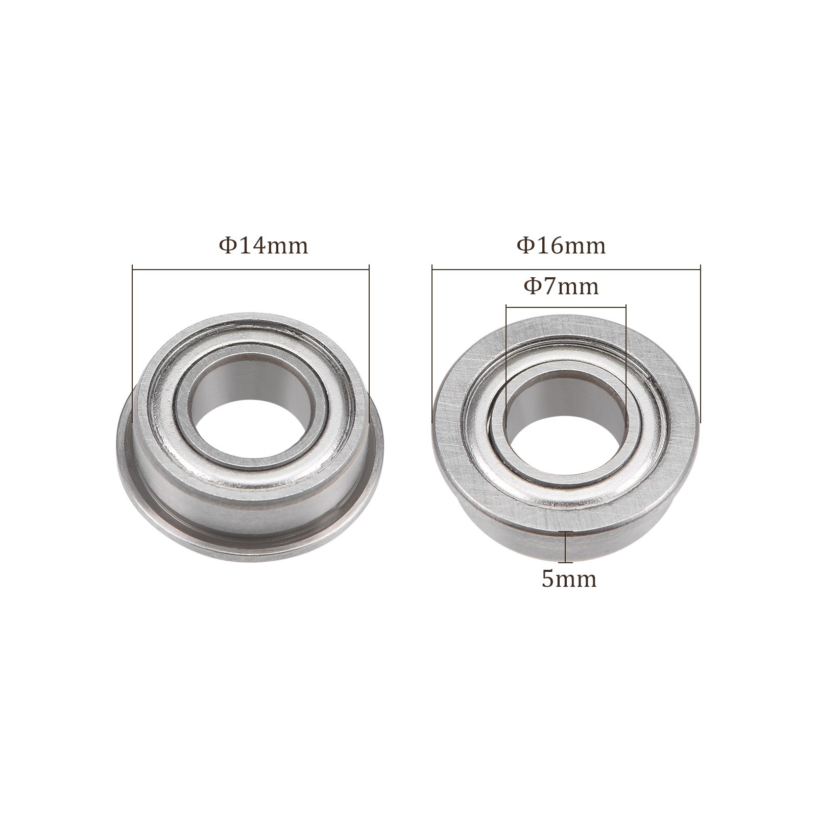 2Pcs FR188-2RS Flange Ball Bearing – [1/4″x1/2″x3/16″], for Industrial Equipment