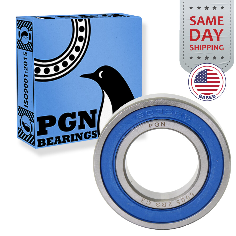 (50) 6005-2RS Premium Rubber Seal Ball Bearing C3 EMQ, 25x47x12, 6005 2RS 6005rs
