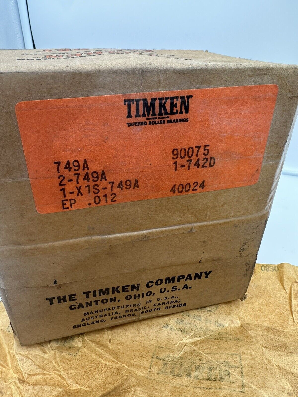 TIMKEN 749A-90075 Taper Roller Bearing 2-Cone 742D Double Cup (1) X1S-749A Set