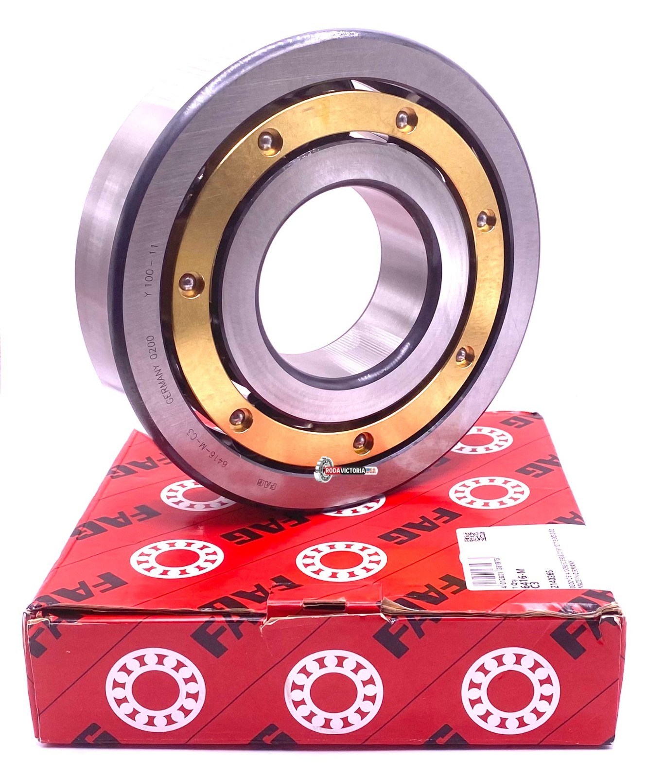 FAG Germany 6416 M C3 Ball Bearing, Open Type, No Seals, Brass Cage 80x200x48 mm