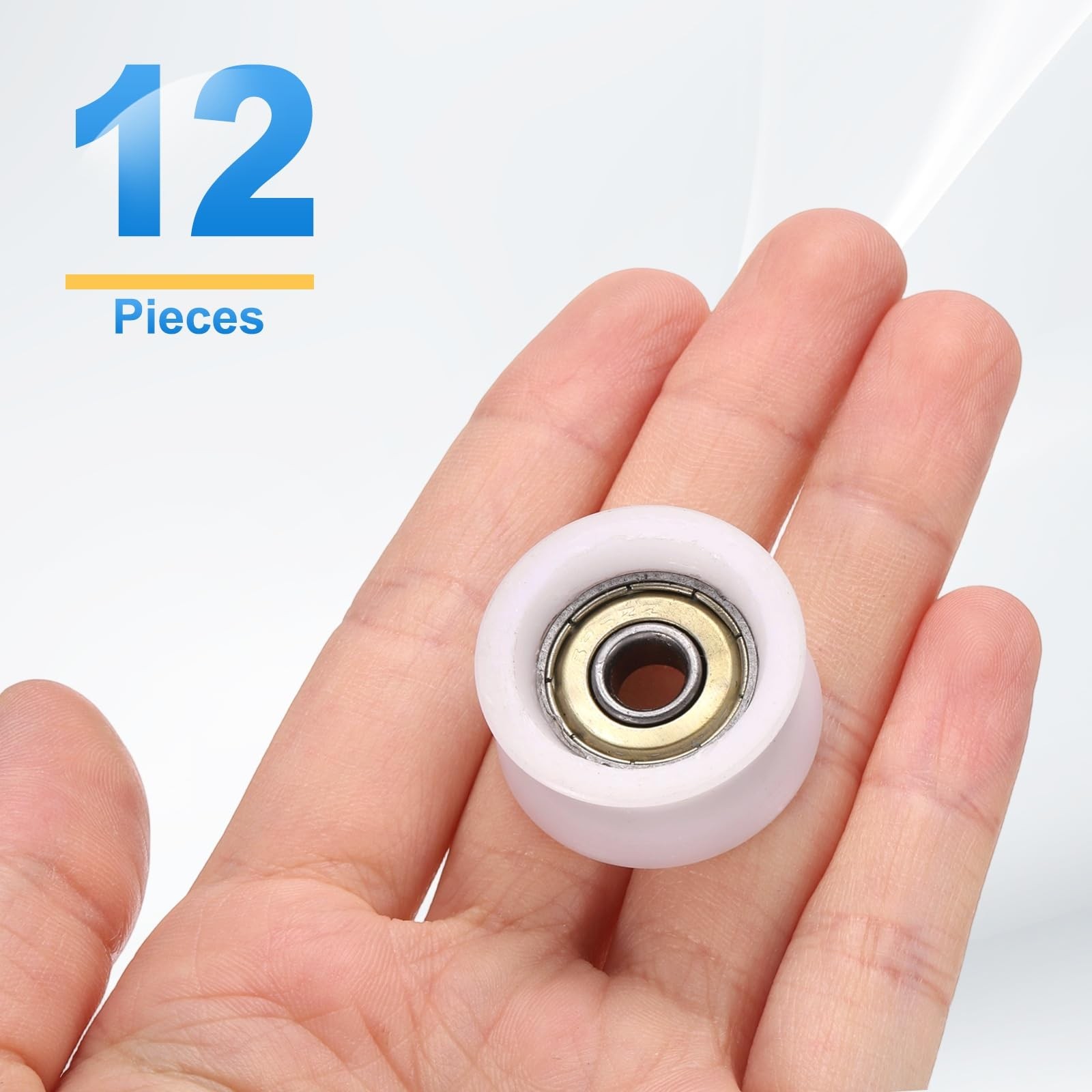 uxcell 12 Pcs U Type Groove Plastic Guide Bearing 6×27.3x13mm, White