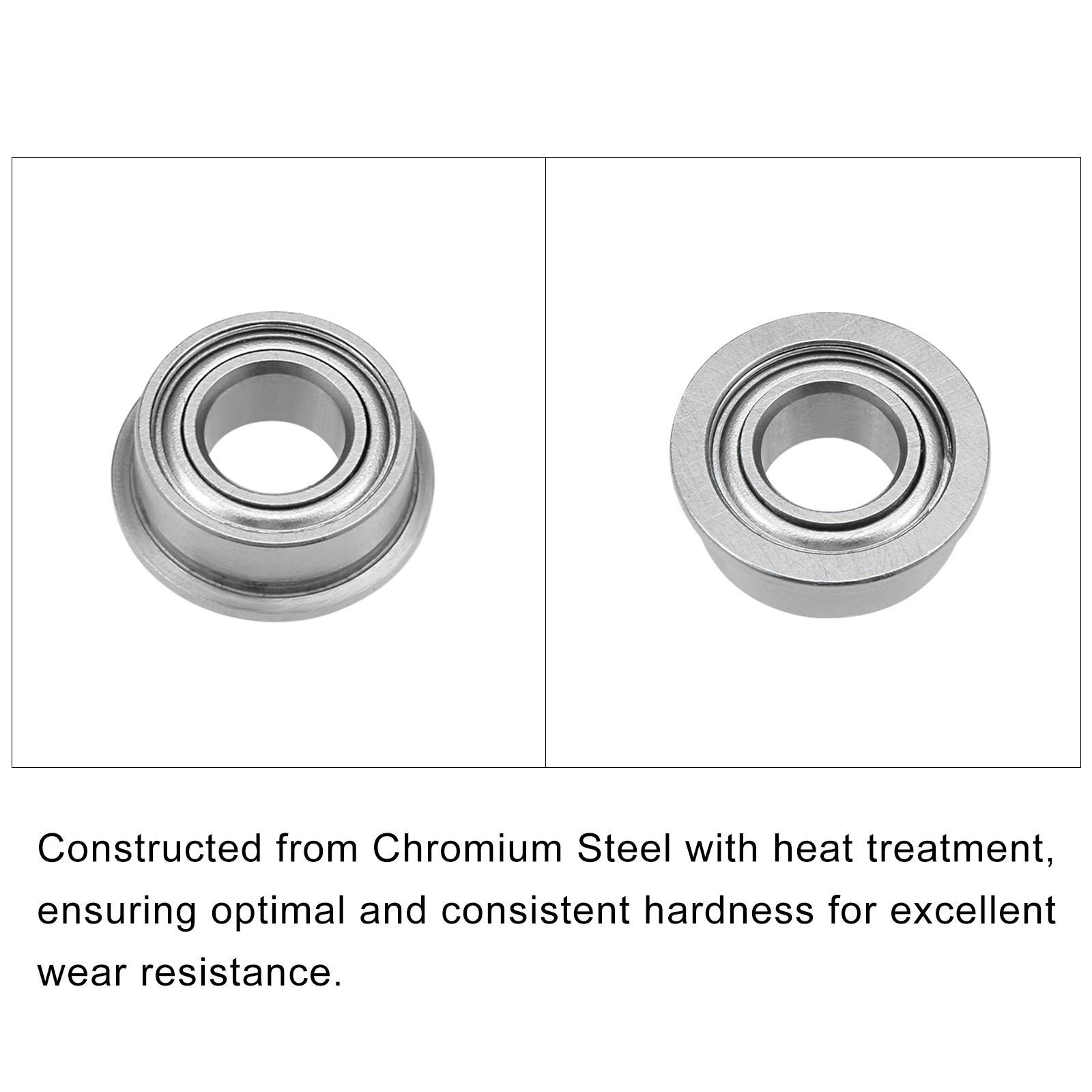 5Pcs Chromium Steel Double Sealed Flange Ball Bearing MF105ZZ, 5mm x 10mm x 4mm