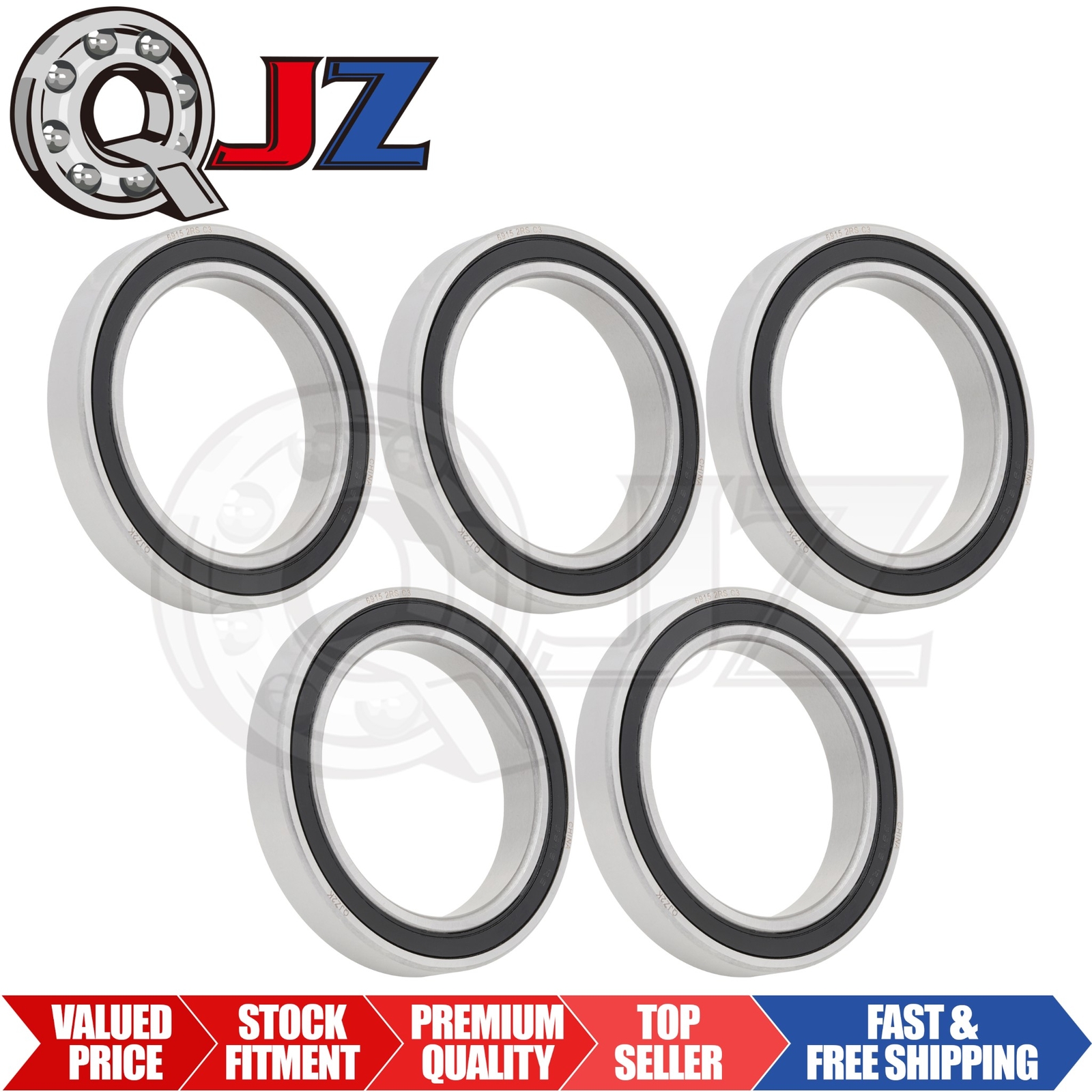 [Qty.5] 6915-2RS Radial/Deep Groove Ball Bearing [72mm ID x 105mm OD x 13mm W]