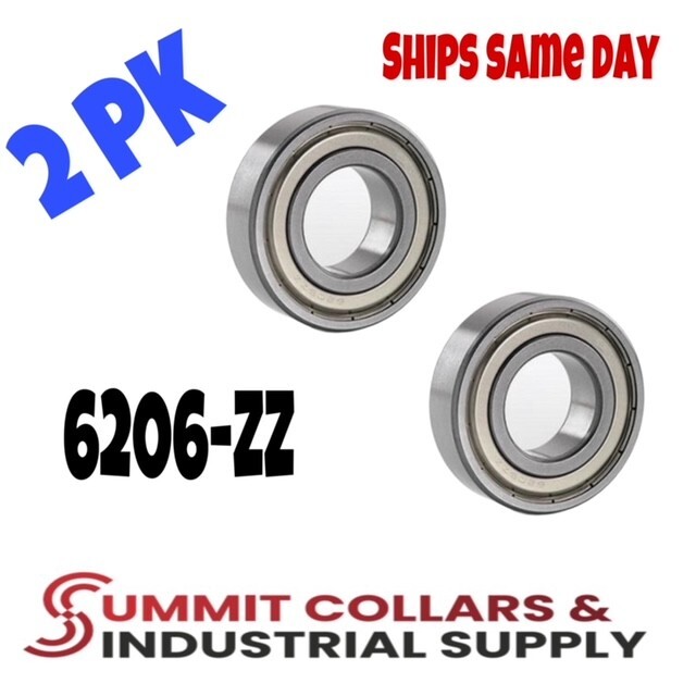 6206-ZZ Ball Bearing Premium Metal Shielded 30x62x16 mm (Qty 2)