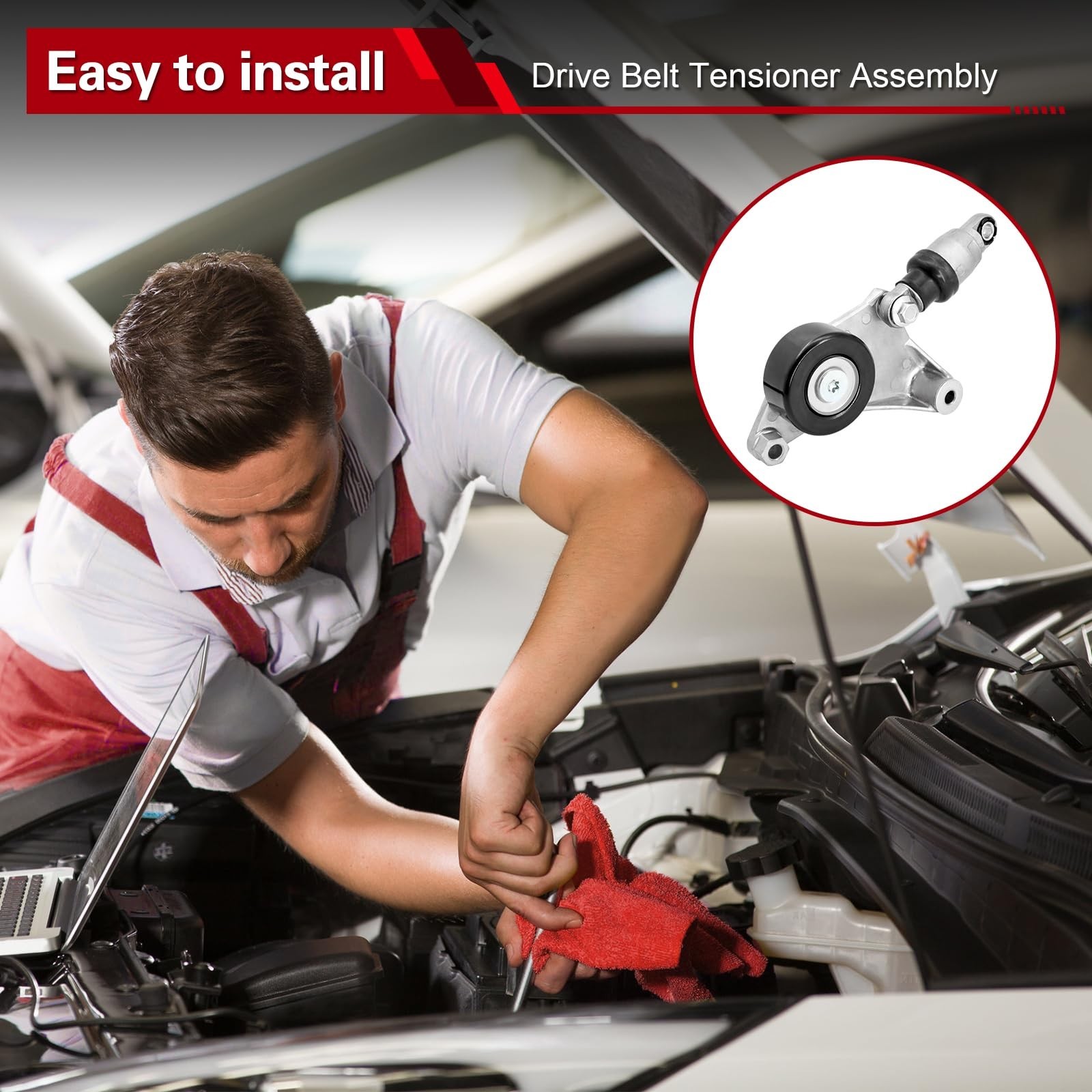 Belt Tensioner Assembly with Pulley, Compatible with 2002-2006 Toyota Camry, …