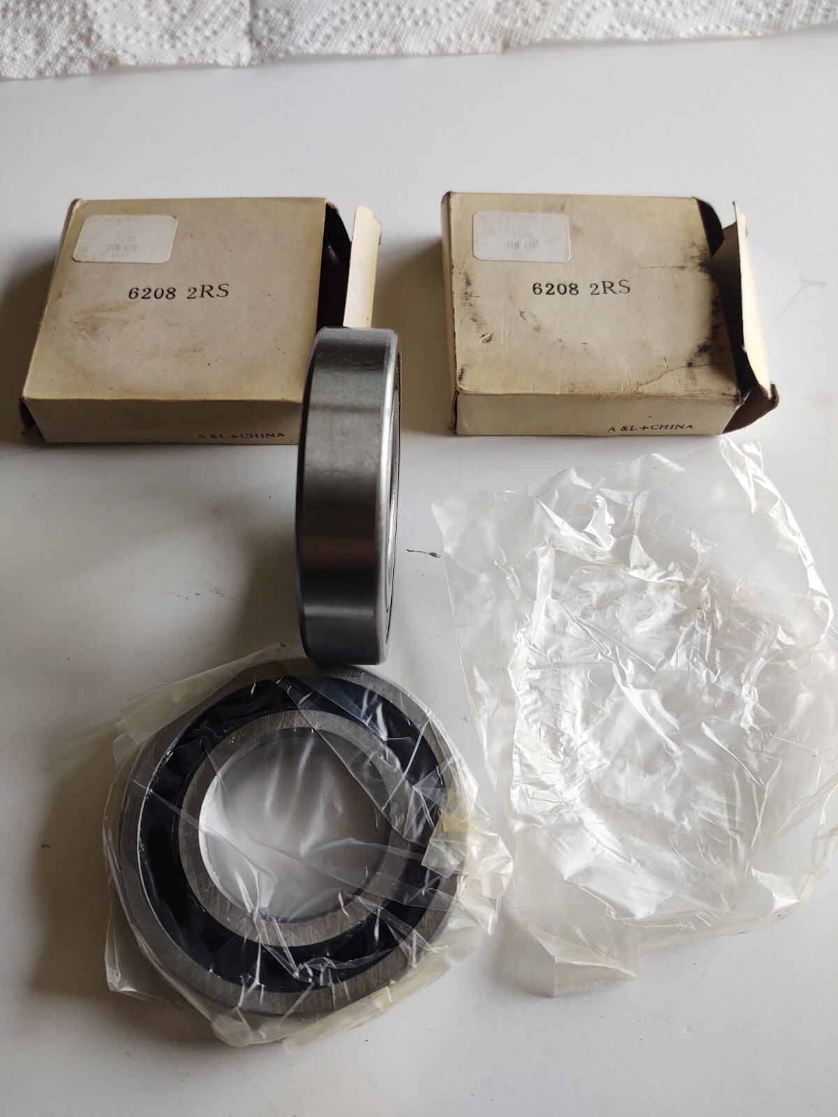 Lot of (2) A&L 6208 2RS Double Rubber Seal Ball Bearings