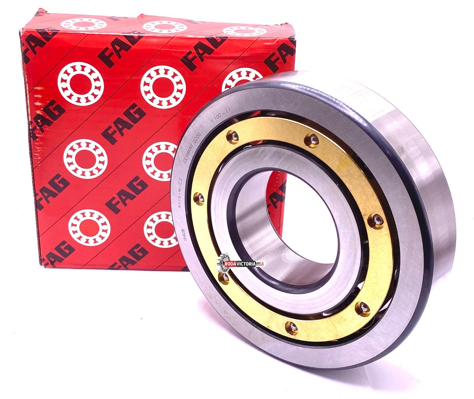 FAG Germany 6416 M C3 Ball Bearing, Open Type, No Seals, Brass Cage 80x200x48 mm