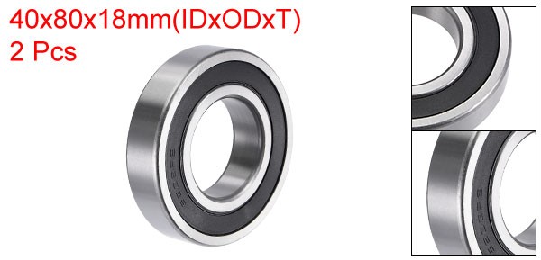 6208-2RS Deep Groove Ball Bearings 40x80x18mm Double Sealed Chrome Steel 2pcs