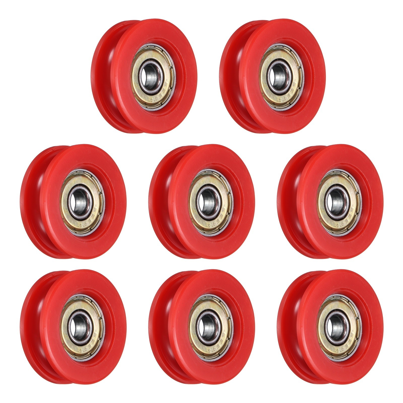 8Pcs Groove Plastic Guide Bearing 6×30.8×10.3mm Pulley Roller(Red)