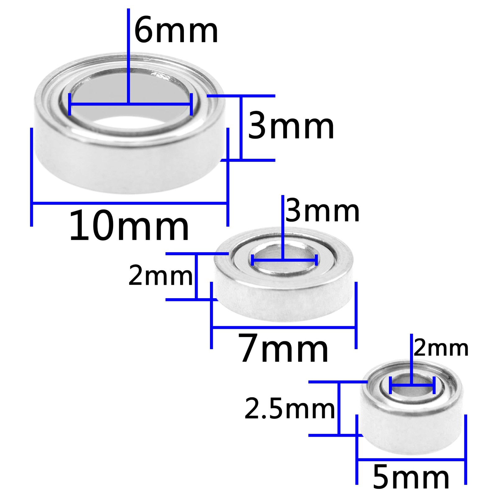 15PCS ShareGoo Ball Bearing Set 3x7x2mm 2x5x2.5mm 6x10x3mm Wltoys Upgrade