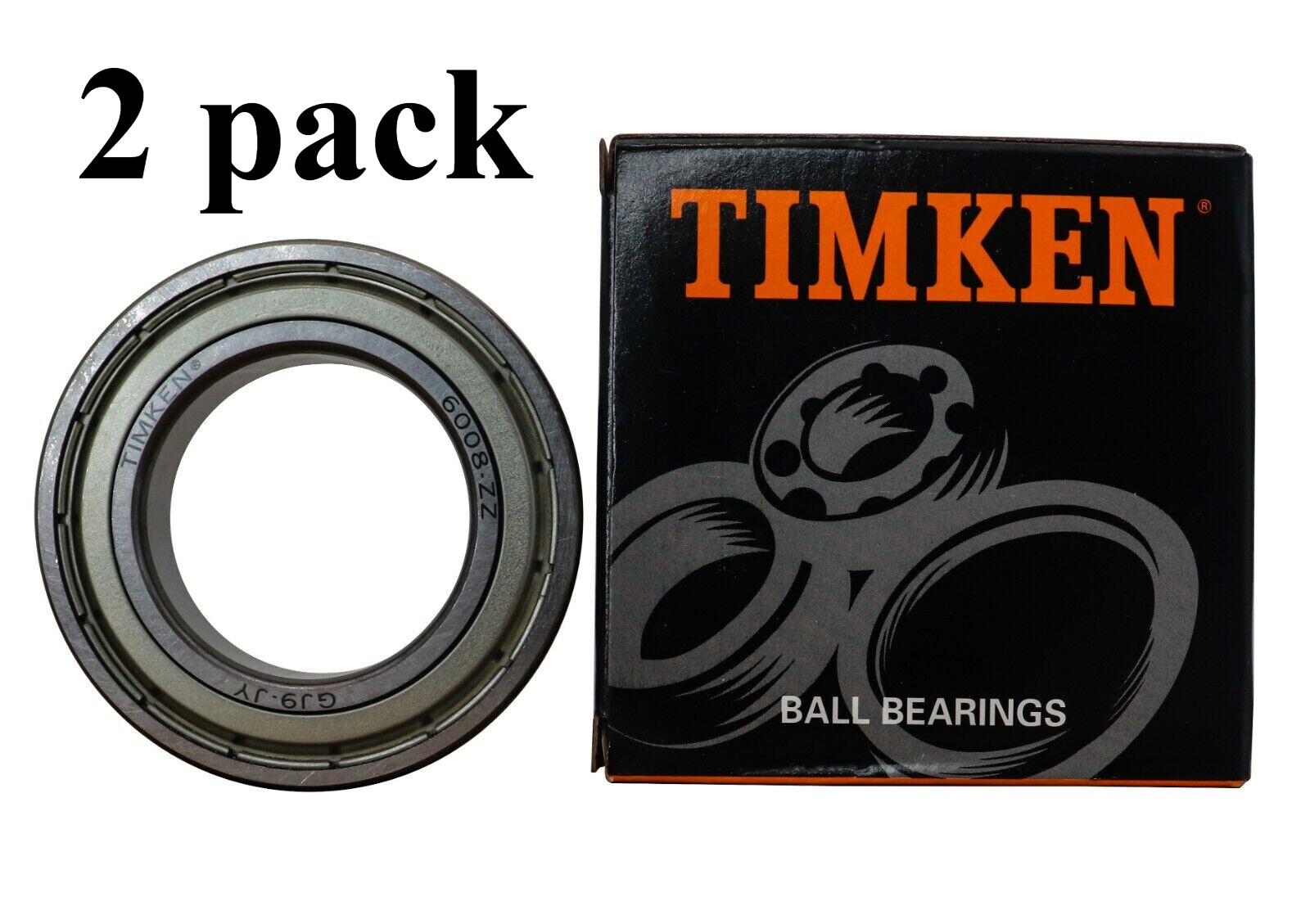 2PACK TIMKEN 6008ZZ 40X68X15MM Double Metal Seal Ball Bearings