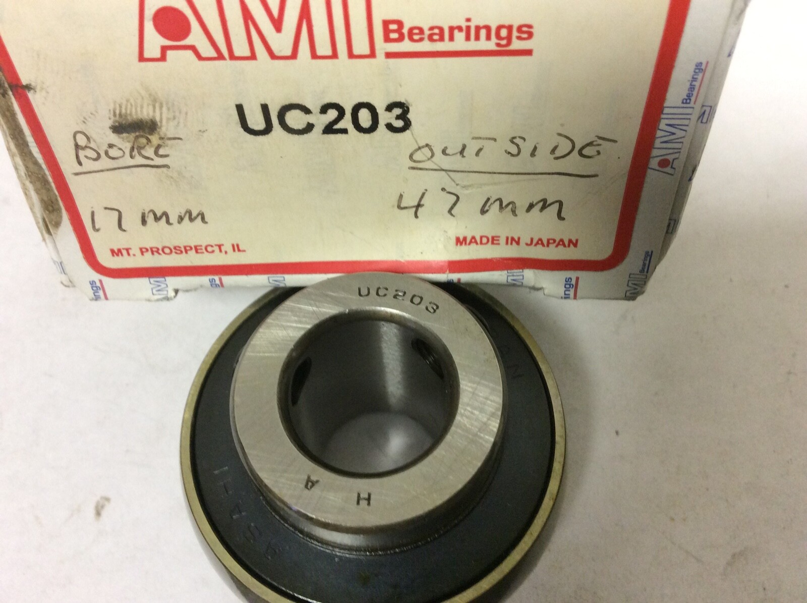 AMI UC203 Insert Bearing, 17mm Bore, 47mm OD, 31mm Width