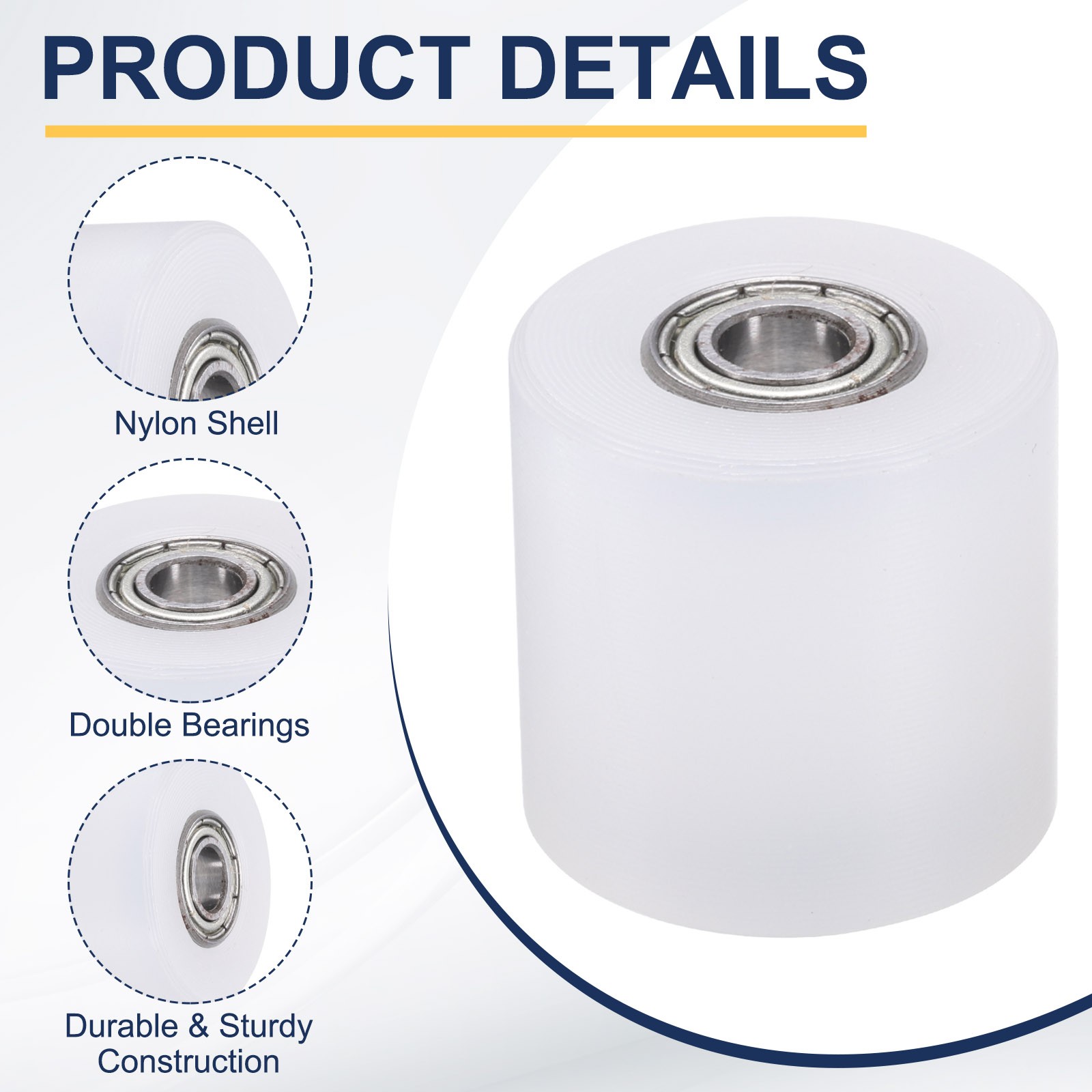 2Pcs Nylon Roller Wheel with Bearings 1/4″x1″x1″ Nylon Pulley