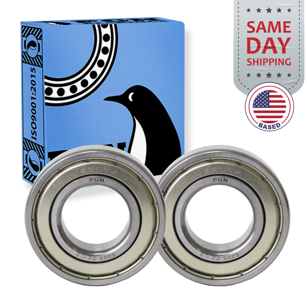 (2) 6205-ZZ Premium Metal Shield Ball Bearing C3 EMQ, 25x52x15, 6205 ZZ 6205z