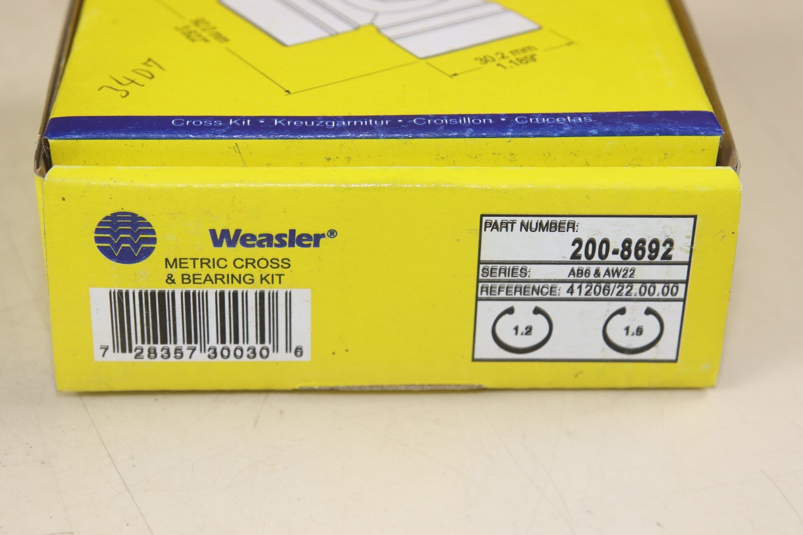 Weasler Metric Cross & Bearing Kit 200-8692 New Old Stock
